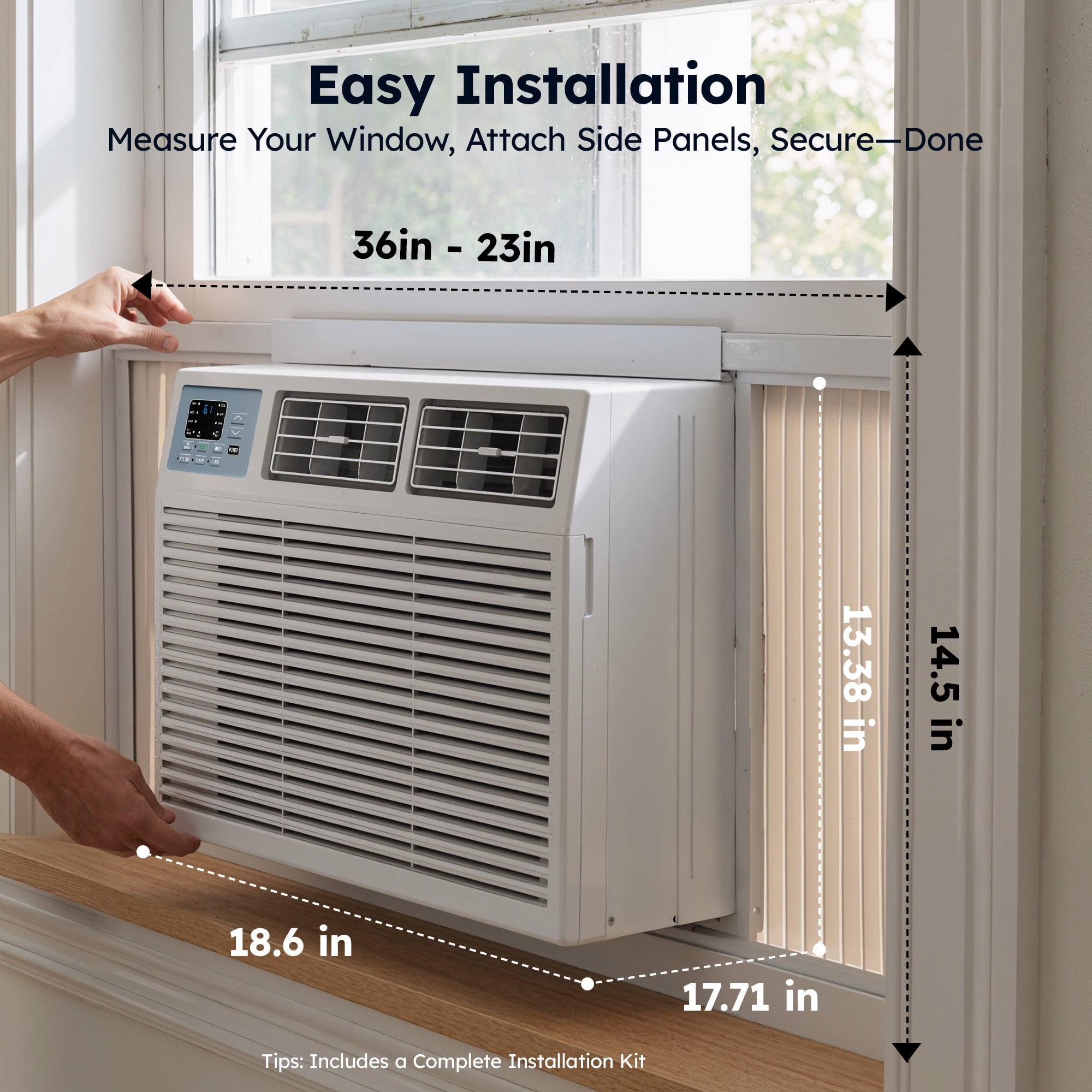 SIMZLIFE 10,000 BTU Window Air Conditioner With APP, Cools Up To 450 Sq Ft, 4 Cooling Modes, Remote Control, White
