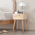 thumbnail image 2 of 2pcs FCH 40*34*60cm Particleboard Rattan Single Drawer Bedside Cabinet Burlywood, 2 of 9
