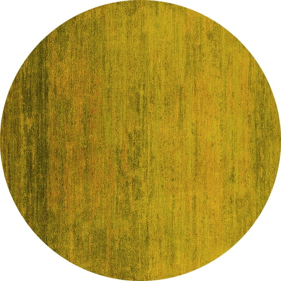 Ahgly Company Indoor Round Oriental Yellow Industrial Area Rugs, 5' Round