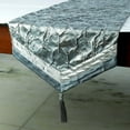 thumbnail image 6 of Decorative Blue & Silver Table Runner 8 Seater Table Runner (16 x 108 inch), Beaded, Foil & Tassels Table Runner, Silk fabric Table Linen, Geometric Pattern Modern - Hexagonal Foil, 6 of 10