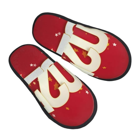 

JUNZAN Happy New 2025 Year Slippers for Women House Shoes Non Slip Indoor/Outdoor Pineapple And Cactus Designs-Medium