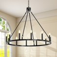 thumbnail image 4 of Wagon Wheel Chandelier Farmhouse, Large Chandeliers for Dining Room 38 inch, 4 of 4