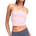 thumbnail image 2 of Women'S Tube Tops Strapless Crop Tops Basic Backless Sleeveless Going Out Outfits Summer Clothes Light Pink XS, 2 of 10