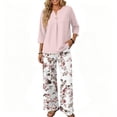 thumbnail image 4 of Womens 2 Piece Sets Summer Outfits Wide Leg Long Pants Lounge Sets Airport Beach Vacation Clothes, 4 of 6