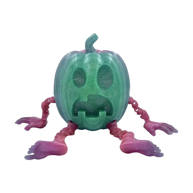 Calabazas fluorescentes 3D, decoración de escritorio de calabaza articulada impresa en 3D, juguetes de calabazas flexibles posables, novedad calabazas de Halloween Fidgets juguete