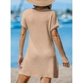 thumbnail image 5 of Women Bathing Suit Cover Up Short Sleeve Twist Hem Swimsuit Coverup for Summer Vacation, 5 of 7