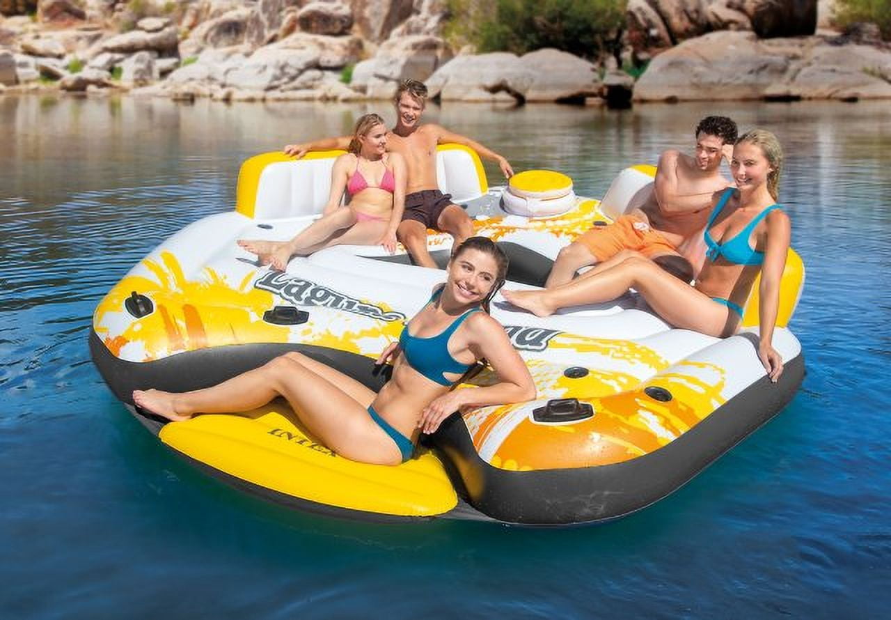 Intex 57276EP 5 Person Inflatable Laguna Island Lounging Pool Float, Yellow