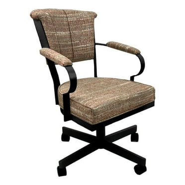 Tobias Designs Swivel Fabric & Metal Caster Dining Chair in Watusi Madder/Black