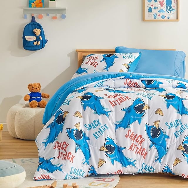 SLEEP ZONE Jersey Knit 3-Piece Full/Queen Size Comforter Set, Lightweight Kids