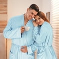 thumbnail image 3 of Catalonia Lightweight Ladies Bathrobe, Long Summer Robe with Pockets,Soft Summer Robes for Women, Kimono Gift for Her, Blue, 3 of 7
