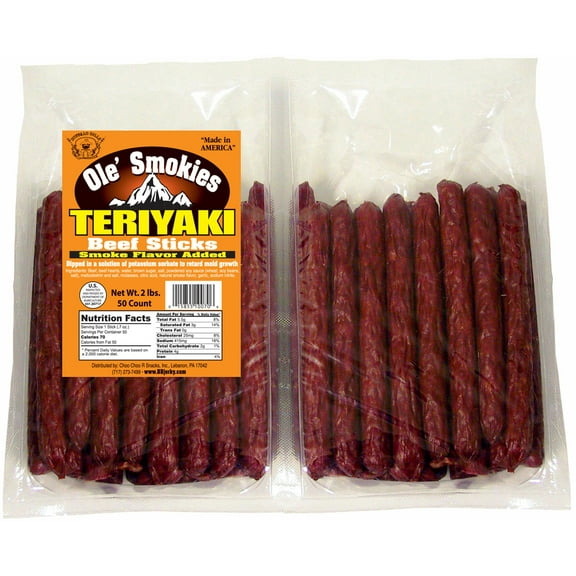 Buffalo Bills 2-lb Teriyaki 5" Ole Smokies Saddlebag (50 twist end beef sticks per saddlebag)