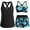 Green Floral, variant on 3 Piece Tankini with Shorts – Tummy Control Push Up Swimsuit, High Waisted Swim Shorts with Pockets, Quick Dry Athletic Set Green Palm Tree S