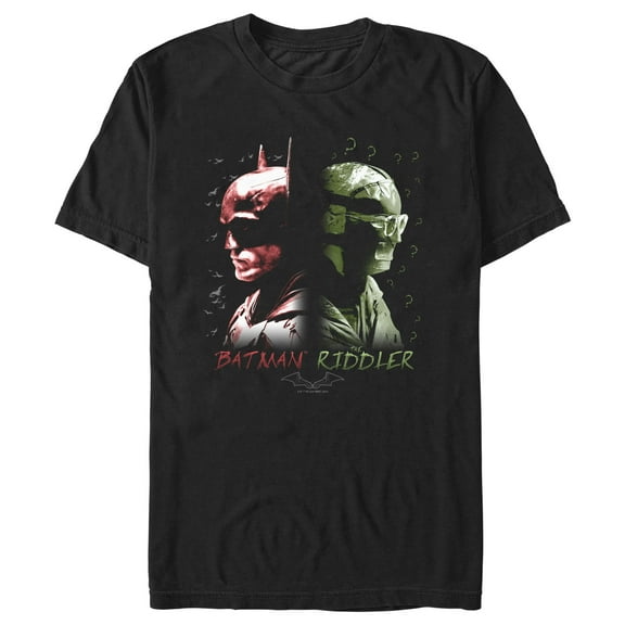 Men's The Batman Riddler Back to Back  Graphic Tee Black Large