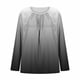 thumbnail image 3 of Mujeres de Manga Larga Tops Casual de Moda Gradiente Impresión Cuello Redondo Plegado Tamaño Superior para Uso Diario Y de Fiesta, 3 of 6