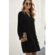 thumbnail image 2 of Vestido camisero con volantes y escote en V para mujer, vestido liso de color liso, 2 of 6