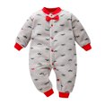 thumbnail image 2 of Utoimkio Newborn Infant Baby Romper Boy Girl Long Sleeve Floral Print One Piece Jumpsuit Winter Fleece Warm Outwear Clothes Pajamas Outfits for Kids 3-18M, 2 of 7