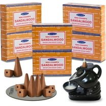 Sandalwood Backflow Incense Cones for Waterfall Aromatic Smoke Fountain Haze Falls and Mat Bundle - Pack of 6