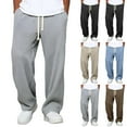 thumbnail image 6 of qucoqpe Men's Waffle Knit Sweatpants Baggy Solid Color Elastic Waist Pants with Drawstring Trendy Comfy Athletic Joggers Trousers, 6 of 6