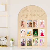 Baby First Year Milestone Photo Frame Rustic Wood Newborn Boys Girls Infant Monthly Picture Display Board Nursery Bedroom Wall Decoration Keepsake Gift-One Size