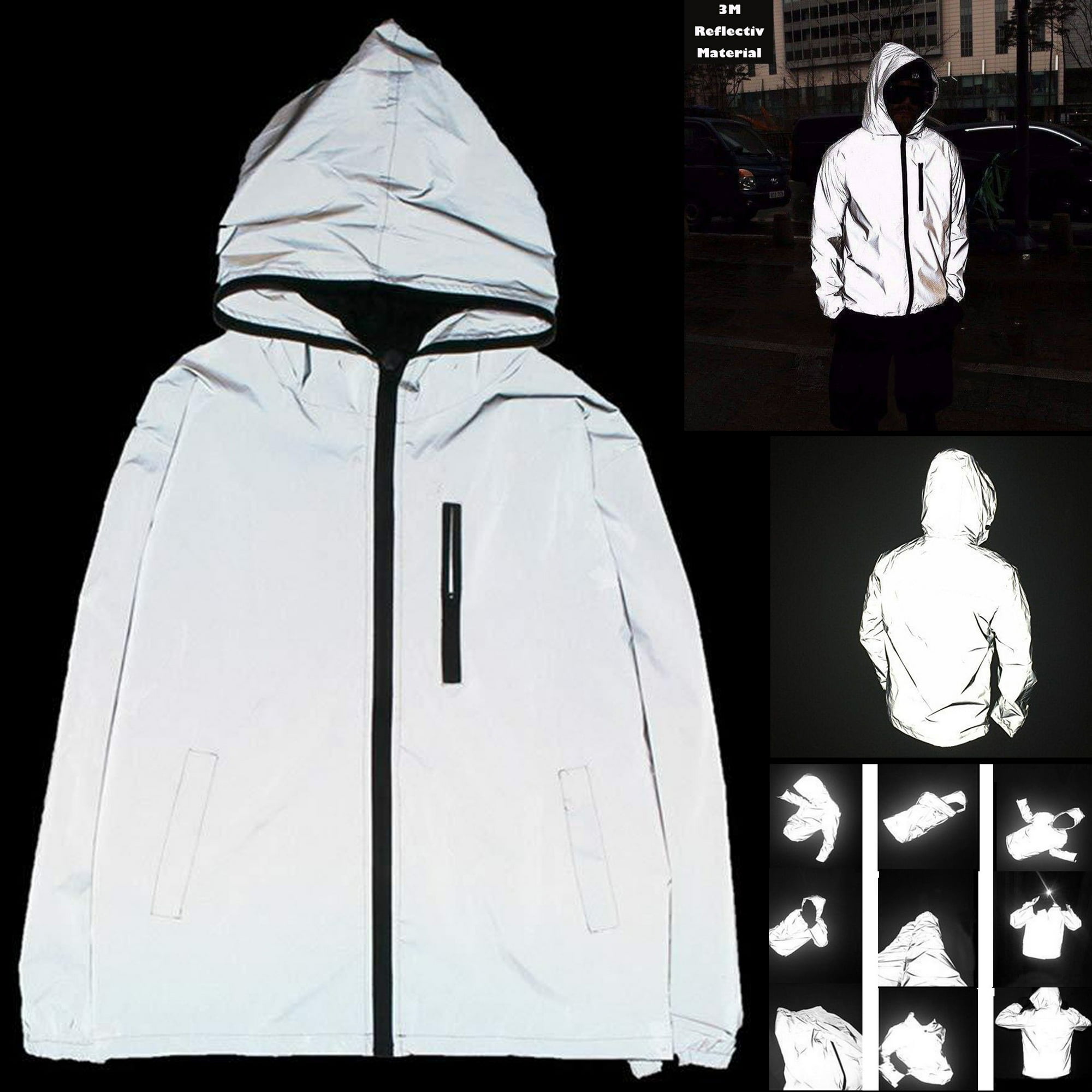 Men Women Fashion Jacket Riding Super Reflective Night Safety Jacket Party ball costume coat Walmart