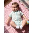 thumbnail image 6 of BemeyourBBs Newborn Baby Boy Girl Summer Clothes 0 3 6 Months Plaid Romper One Piece Outfit Short Sleeve Turn-down Collar Zipper Jumpsuits Shorts, 6 of 9