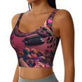 thumbnail image 2 of Fotbe Romantic Heart Guitar Sujetador Deportivo Largo sin Aros para Mujer con Almohadillas y Soporte Medio, Transpirable y Absorbente, Camiseta Tipo Chaleco o Tank Top-XX-Large, 2 of 8