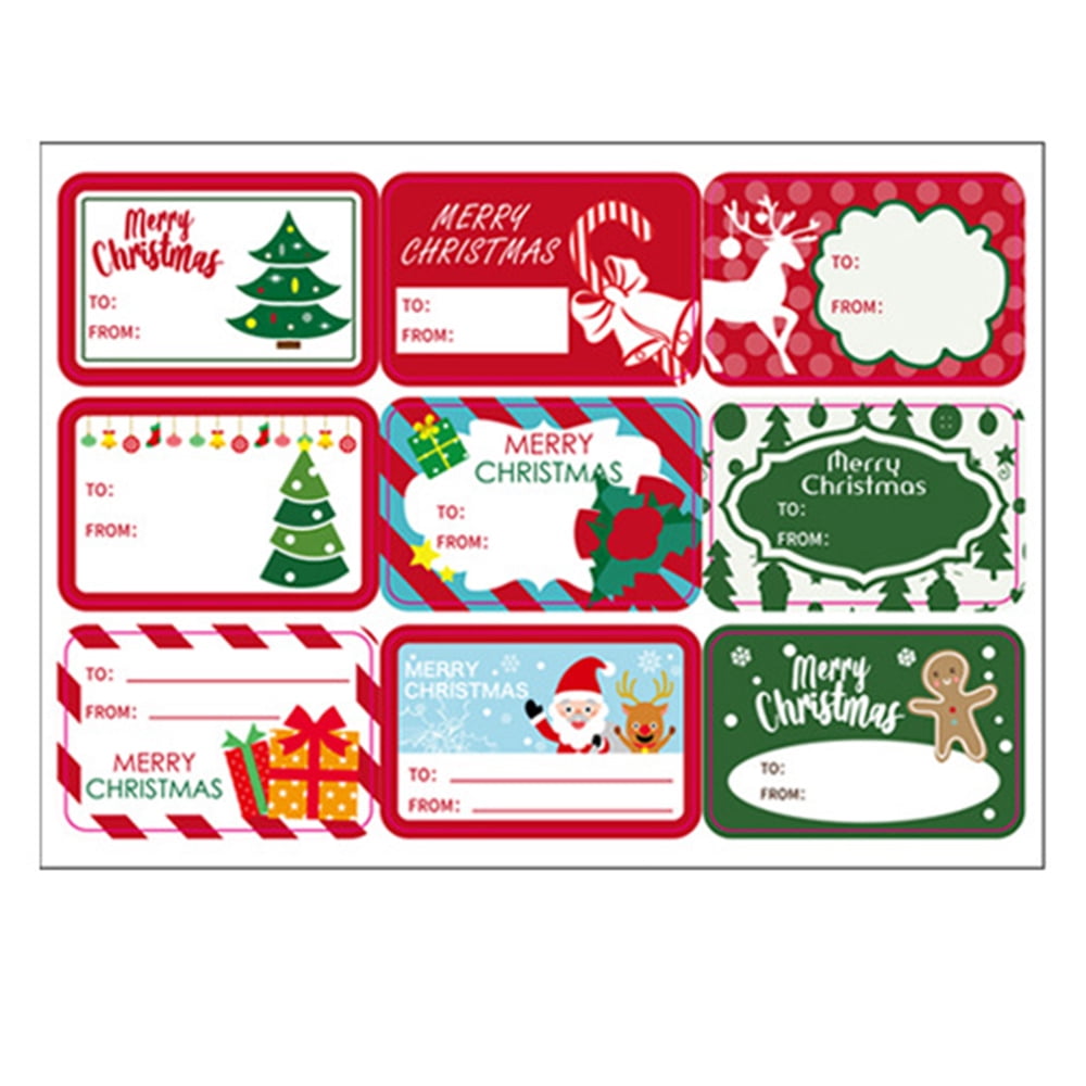 Christmas Gift Tag Stickers Santa Snowmen Xmas Tree Deer Christmas Decor Self Adhesive for DIY Presents Labels Decals Christmas Gift