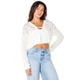 thumbnail image 2 of Celebrity Pink Women's and Women's Plus Tie Front Crochet Cardigan, Sizes XS-XXXL, 2 of 5