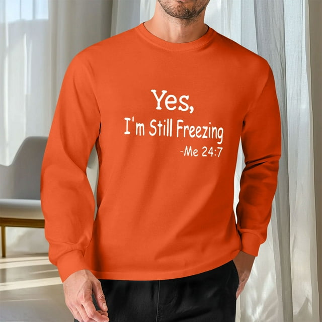 Amzcrzy - Sudadera Para Hombre, Estilo Veraniego, Holgada, Informal, Estampada, De Manga Larga Y Cuello Redondo, Color Naranja, Xl