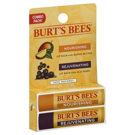 Burt's Bees Lip Balm, Mango Butter & Acai Berry, 2ct