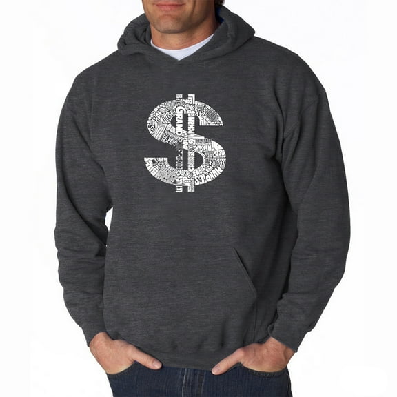 LA Pop Art Men's Word Art Hooded Sweatshirt - Dollar Sign