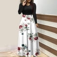 thumbnail image 2 of Edvintorg Womens Dresses For Wedding Guest Clearance Women's Christmas Printed Maxi Dresses Round Neck Long Sleeved Patchwork Printed Dress Long Skirt, 2 of 5