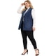 thumbnail image 3 of Women's Plus Size Denim Vests Sleeveless Relax Notched Lapel Vest Dark Blue 3X, 3 of 6