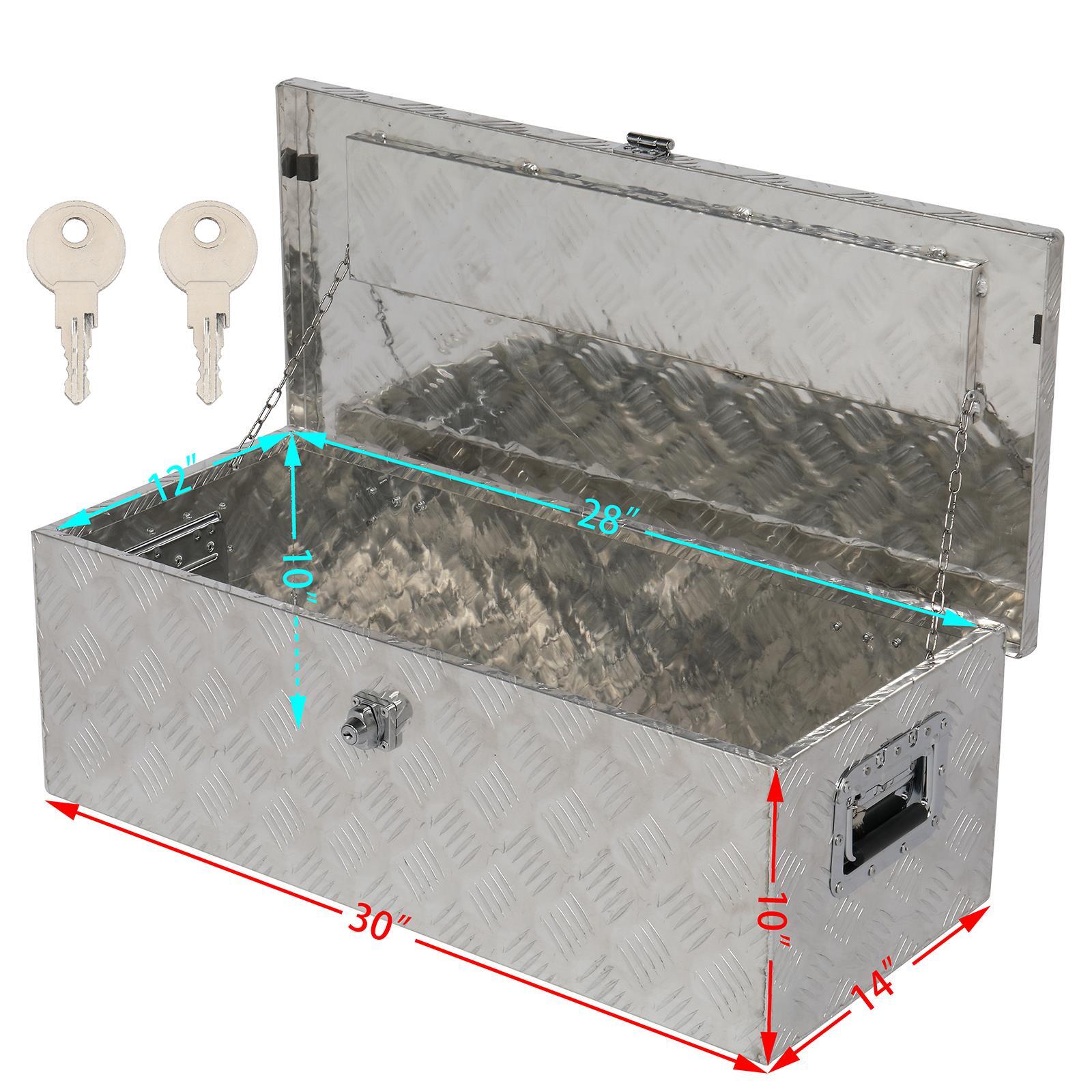 LINJH 30" Truck Bed Trailer Underbody Aluminum Tool Box Tote Storage Black Pickup RV
