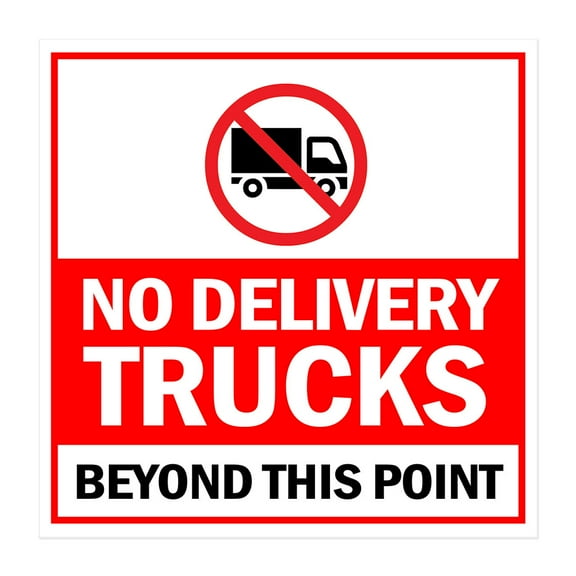 Square Plus No Delivery Trucks Beyond This Point Wall or Door Sign | Health & Safety Warehouse Business Signage - Large