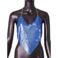 thumbnail image 5 of Women Summer Tops Women Sexy Nightclub Party Performance Neck Suspender Backless Sexy Top Corset Top Camisole Pack Little Sequin Indoor Crop Tops Exercise Clothes Teen Girls Undershirt Blue XS, 5 of 5