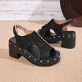 thumbnail image 3 of Xucatan Women's Chunky Heel Sandals, Peep Toe Asymmetrical Cutout Shoes with Metal Studs, Front Zipper Platform Heels, Versatile Spring Summer Edgy Footwear Gift, 3 of 9