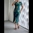 thumbnail image 4 of Vestido Ajustado con Cuello Redondo y Mangas para Mujer Verde S, 4 of 6