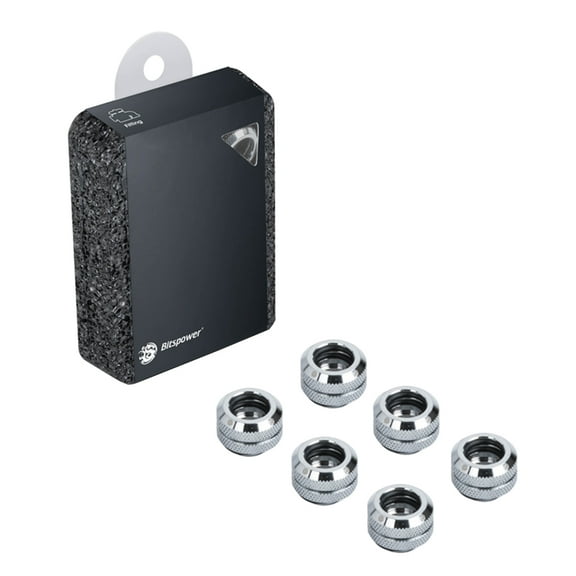 Bitspower G1/4" to Enhance Multi-Link Fitting for 12mm OD Rigid Tubing, Silver Shining, 6-pack