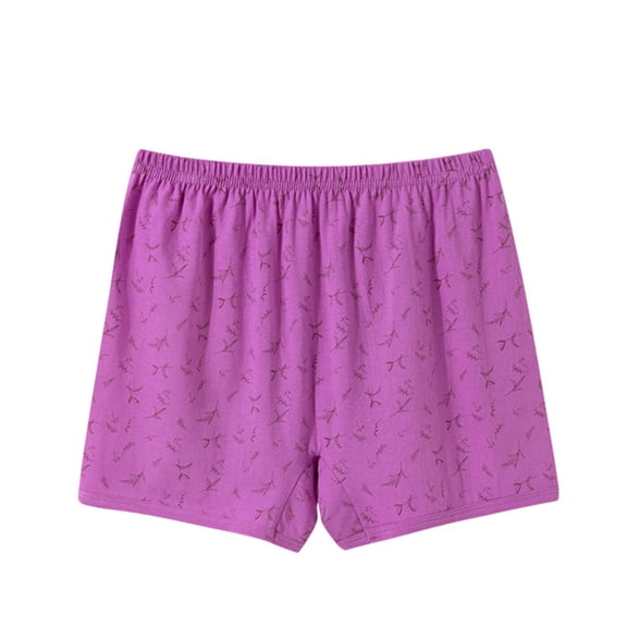 Nylon Printed Women's Lounge Shorts Plus Size Soft Elastic Waist Sleep & Casual Bottoms Purple XL