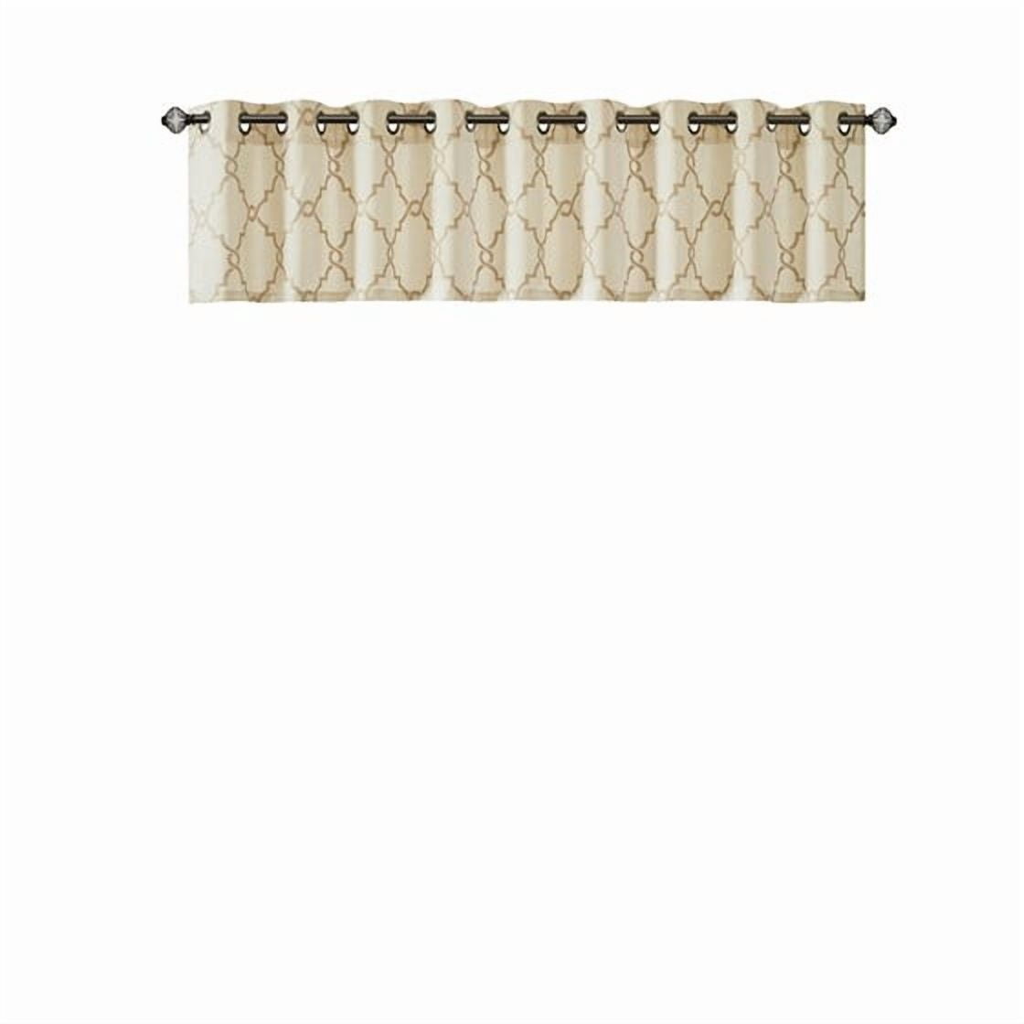 MAYEERTY 50x18" Fretwork Print Grommet Top Valance - Beige/Gold