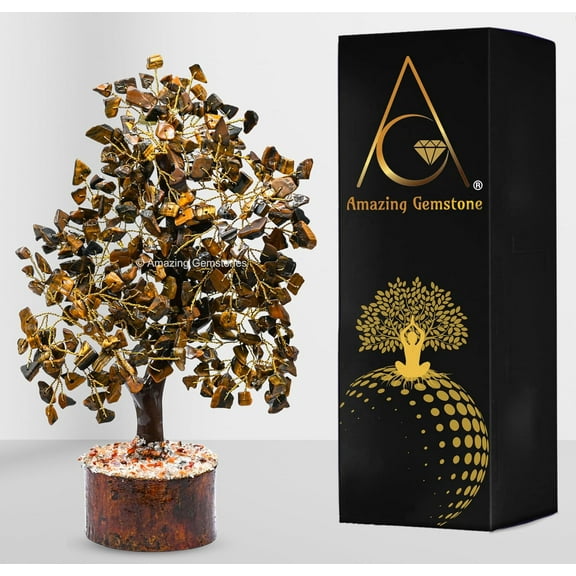 Tiger Eye Crystal Tree - Healing Crystal Bonsai Tree Room Decor Office Desk Decor