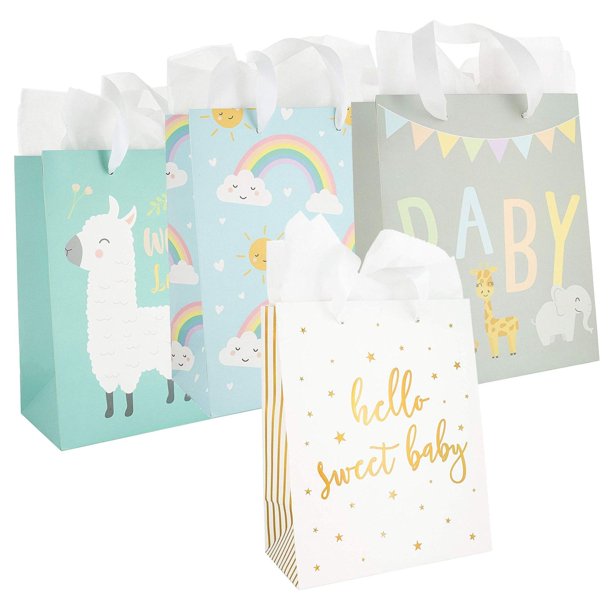Baby Shower Gift Bags And Tissue Sheets 12 Count 4 Designs Walmart Com Walmart Com