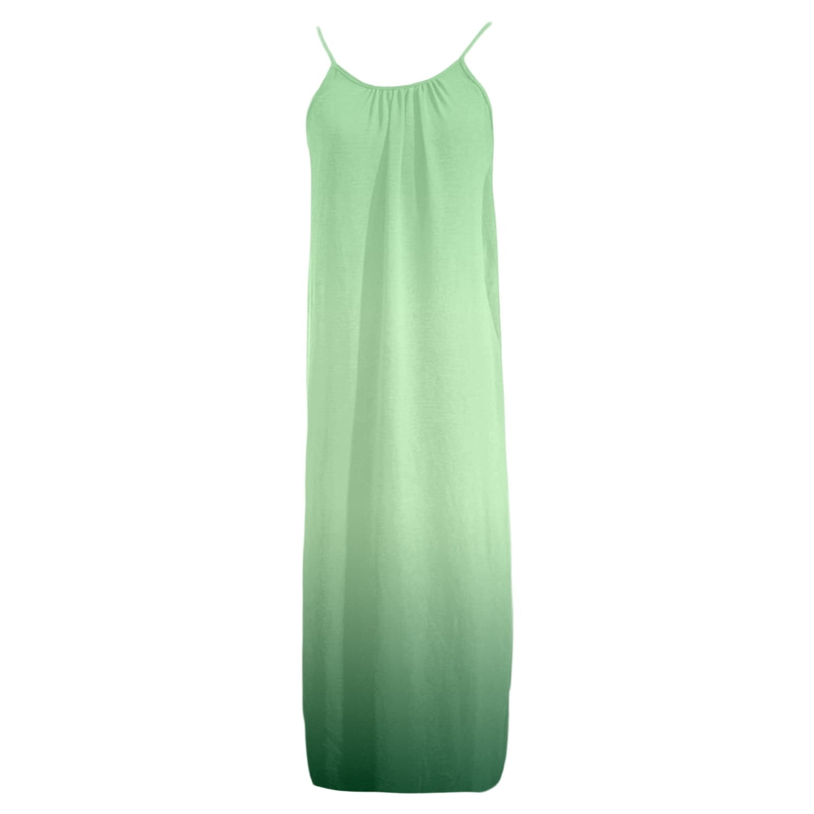 XIAOCHA Women's Ombre Maxi Dress Spaghetti Strap Low Back Loose Fit Dress Bohemian Beach Vacation Cover Up Dress