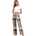 thumbnail image 6 of Women's Pajama Pants Brown Plaid Comfy Stretch Sleepwear Essentials womens Lightweight Lounge Terry Pajama Pant, X-Small, 6 of 7