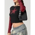 thumbnail image 6 of LMLYSoH Women T-shirt Long Sleeve Crew Neck Star Stripes Slim Fit Ladies Tops for Casual Daily, 6 of 9
