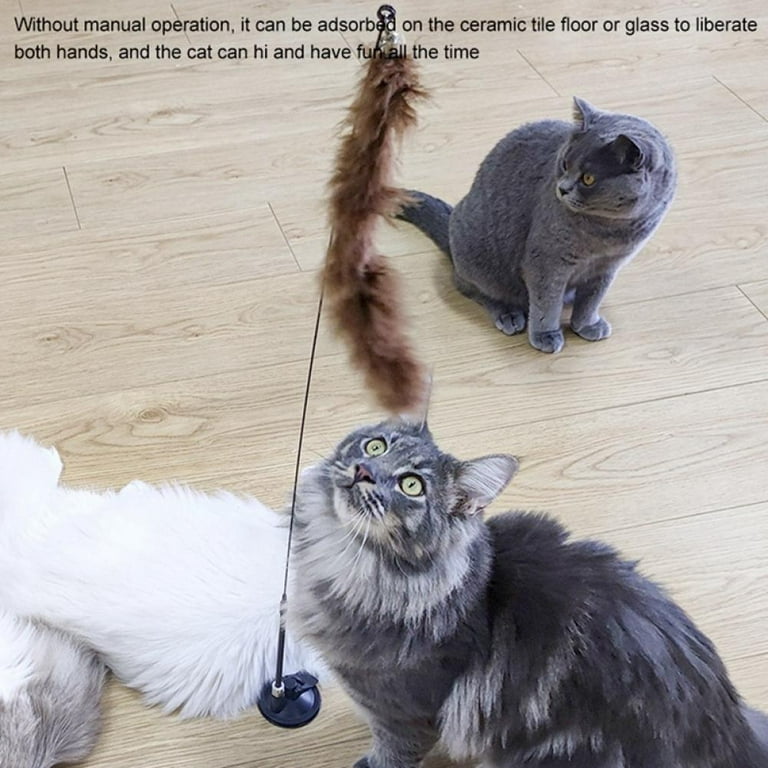 Cat Feather Toys, Interactive Cat Toy with Suction Cup, Detachable
