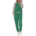thumbnail image 2 of MOSHU Two Piece Womens Pajama Sets Pullover Raglan Long Sleeve Tops and Tapered Drawstring Pants with Pockets Color Block Lounge Sets, 2 of 9