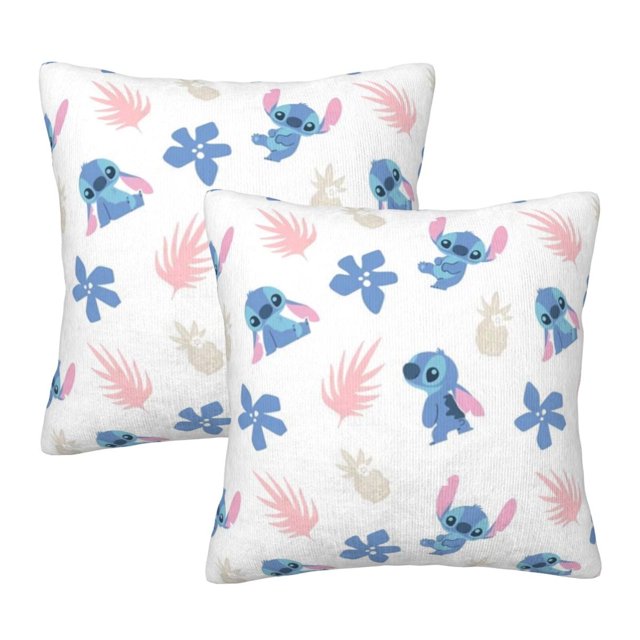 Fundas de almohada con diseño de Stitch, paquete de 2 fundas de almohada para sofá cama, sala de estar, 22 x 22 pulgadas