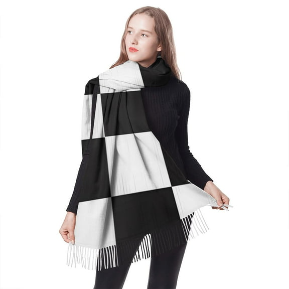 PureBond Black and White Plaid Scarfs for Women Girls